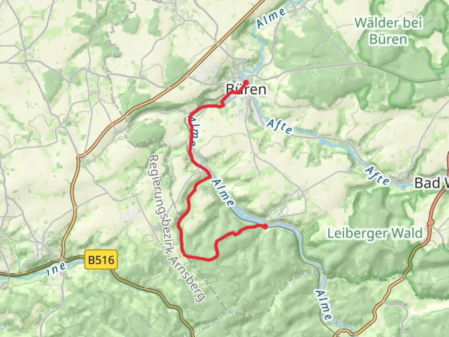 An image depicting the trail Ringelsteint to Buren Walk and its surrounding area.