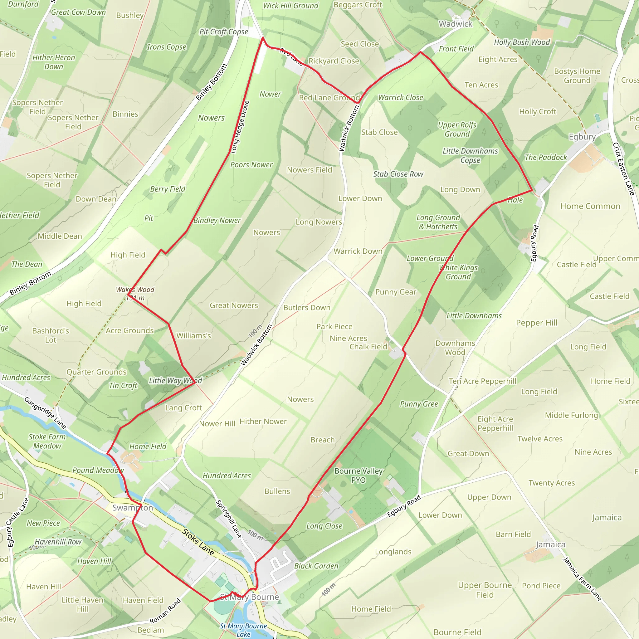 St Mary Bourne Country Park Loop mobile static map