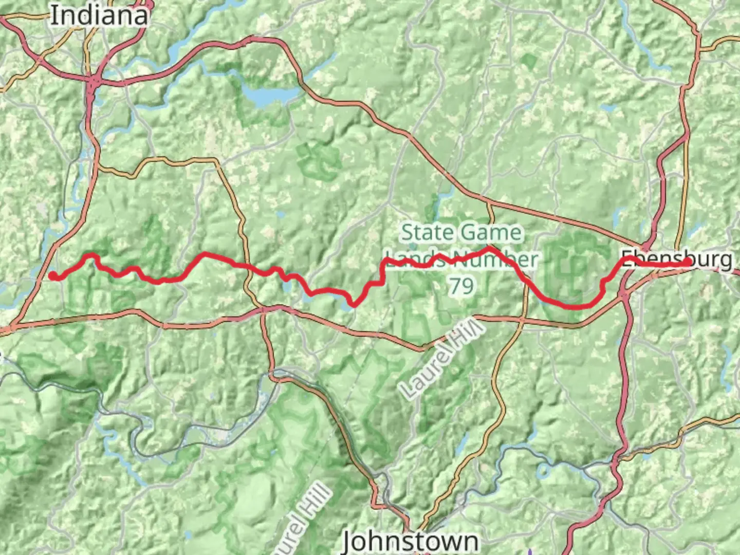 An image depicting the trail Blacklick Creek from Saylor Park to Edensburg and its surrounding area.