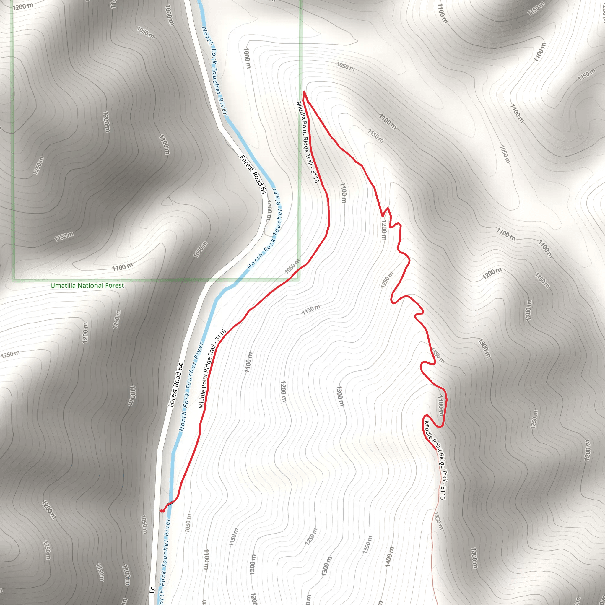 Middle Point Ridge Trail Out and Back mobile static map