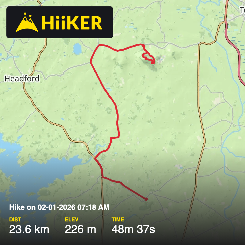 A map preview of the recording Hike on 02-01-2026 07:18 AM.