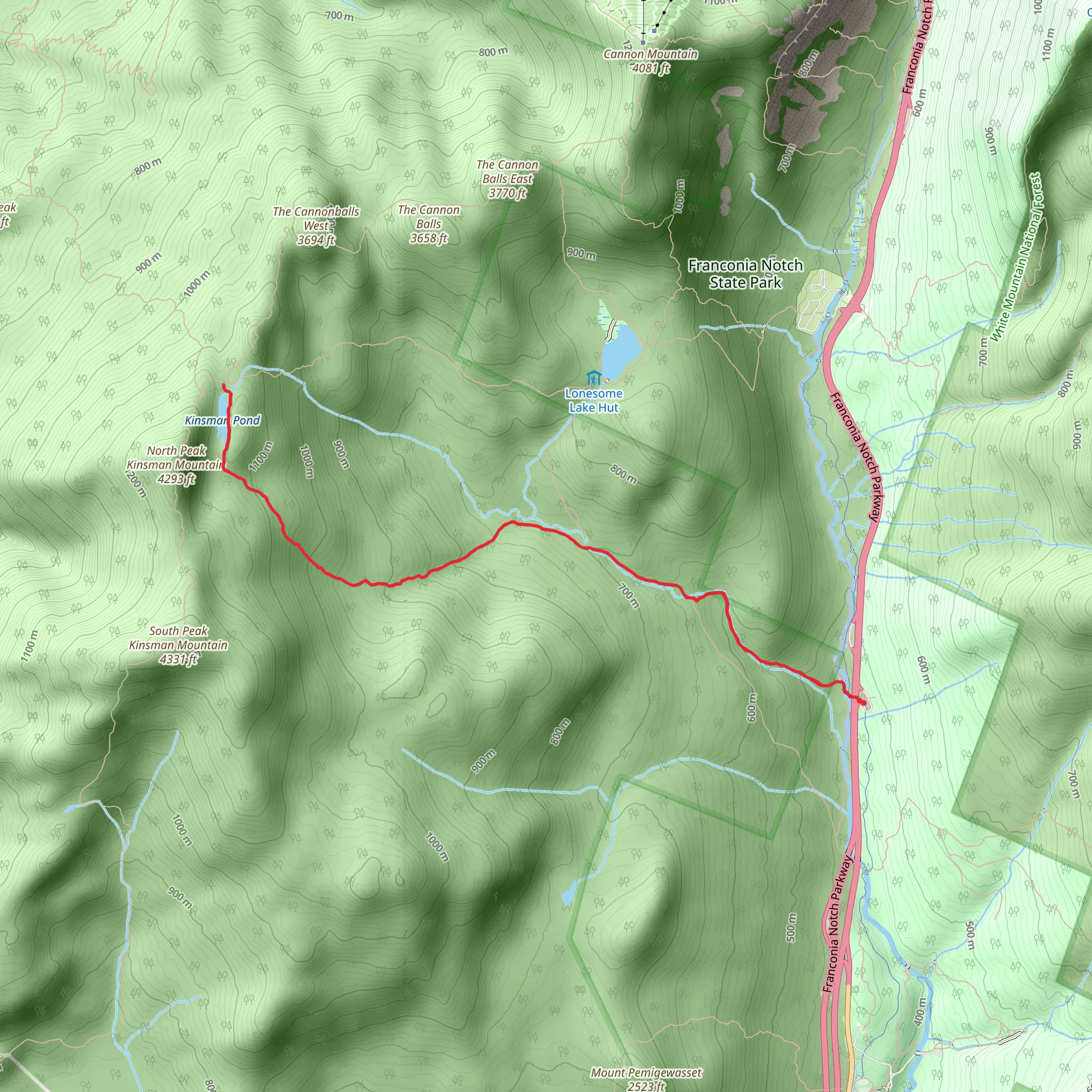 Kinsman Pond via Appalachian Trail mobile static map