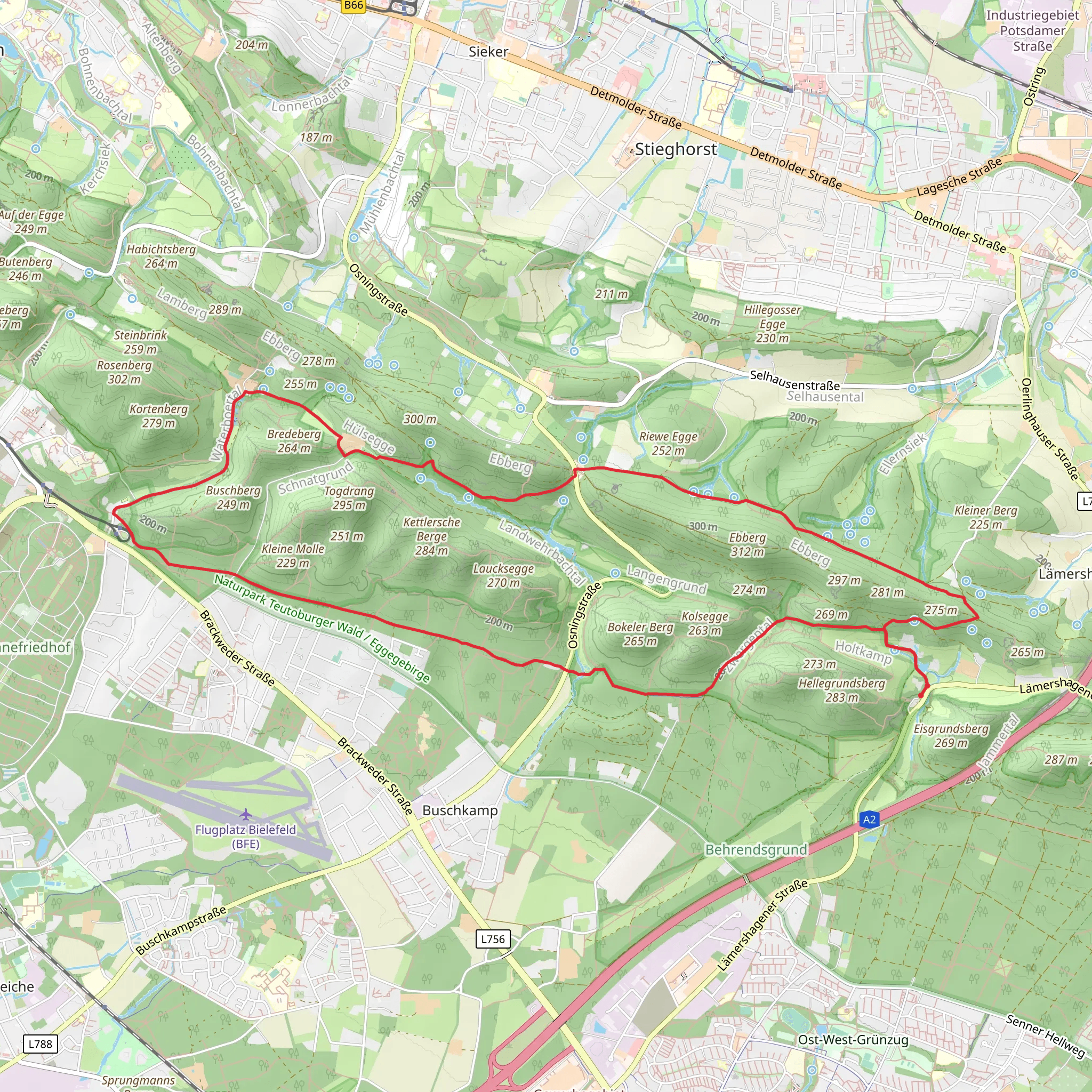 Rottberg via Am Togdrang and Spiegelsberger Weg mobile static map
