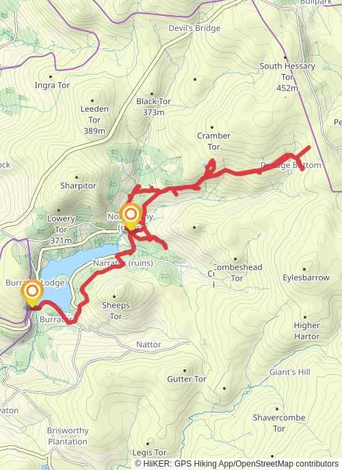 A map preview of the recording burrator reservoir and moors.