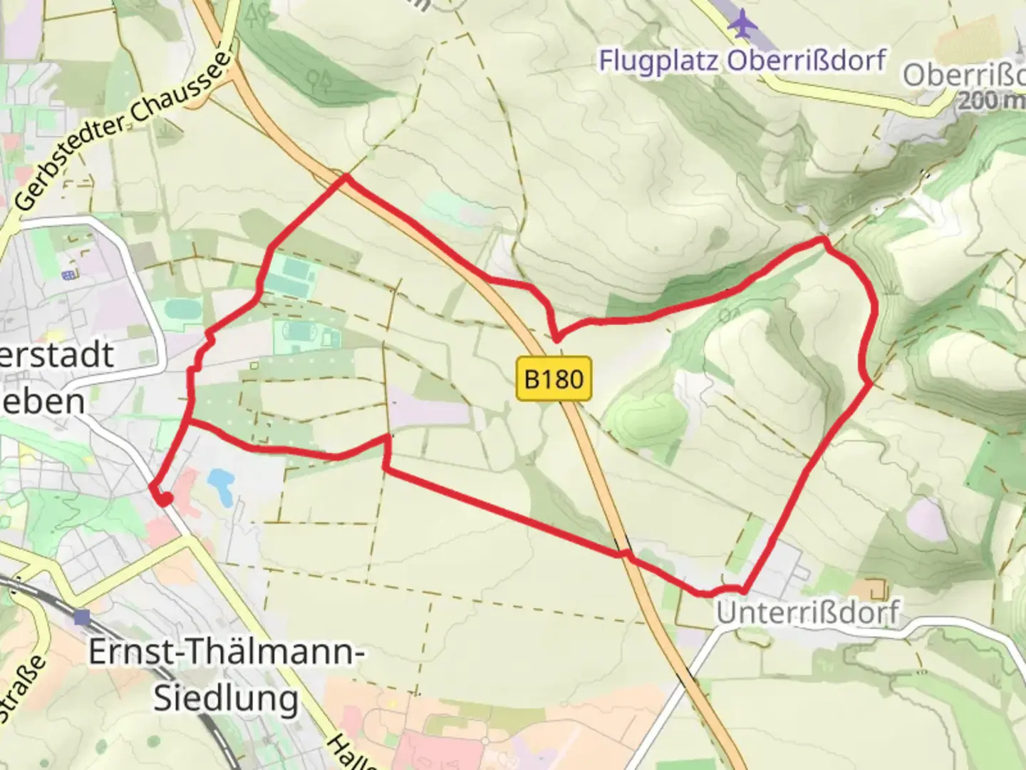 An image depicting the trail Unterrißdorf Loop and its surrounding area.