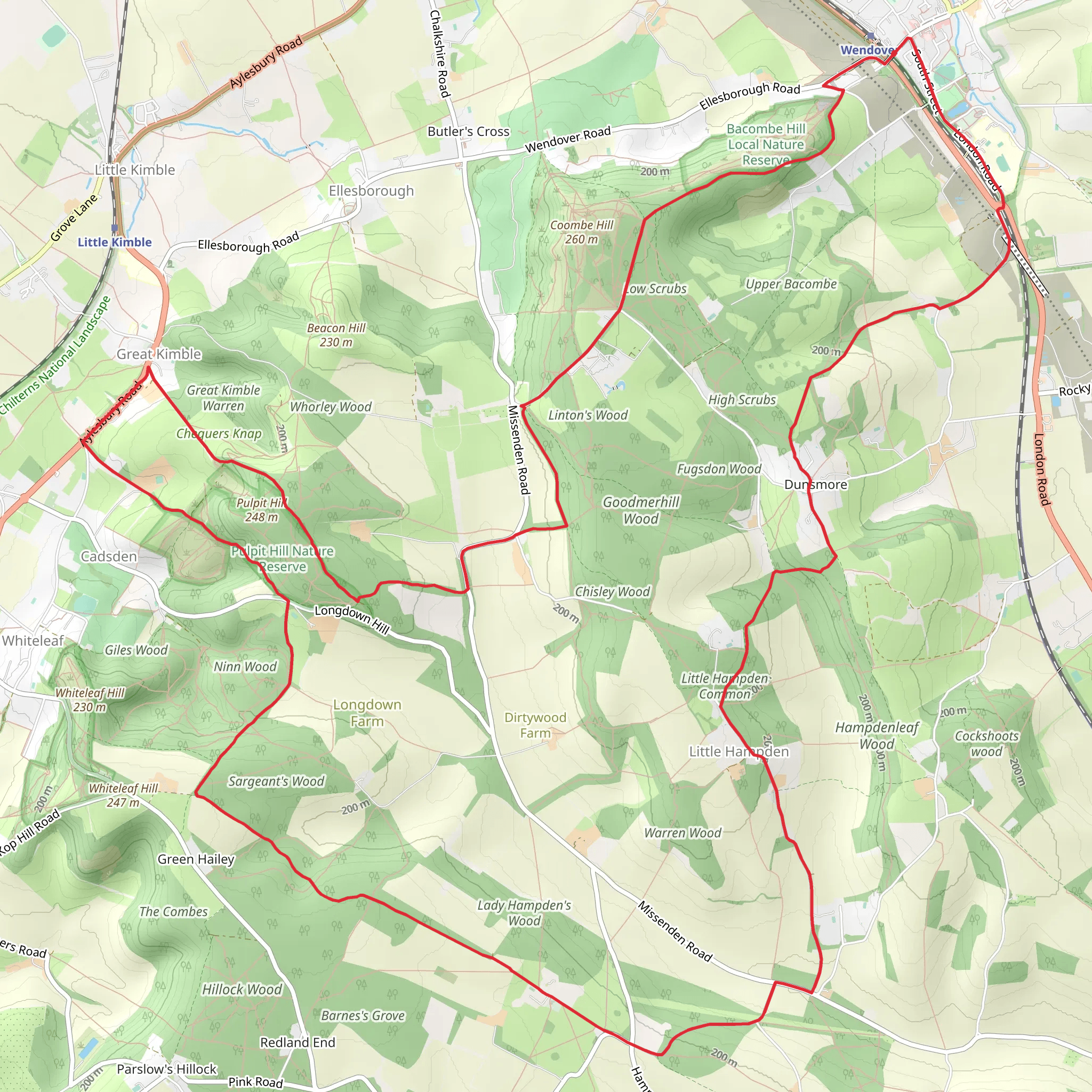 Bacombe Hill Nature Reserve and Pulpit Hill Nature Reserve Loop mobile static map