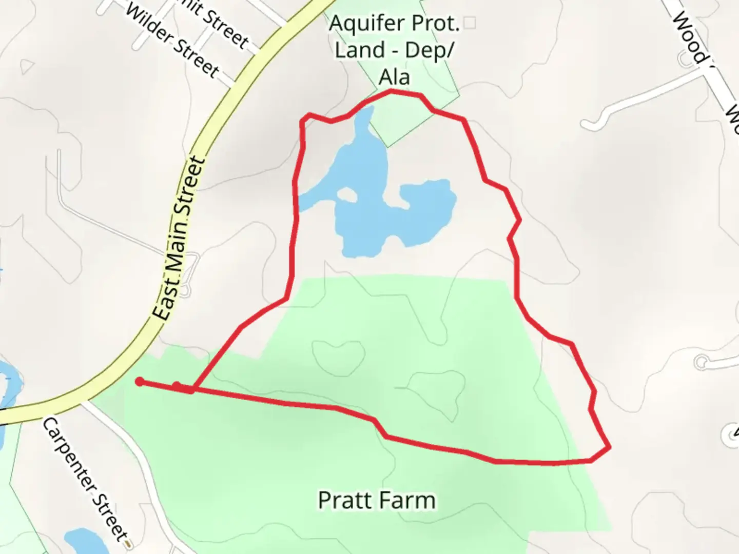 An image depicting the trail Pratt Farm Loop and its surrounding area.