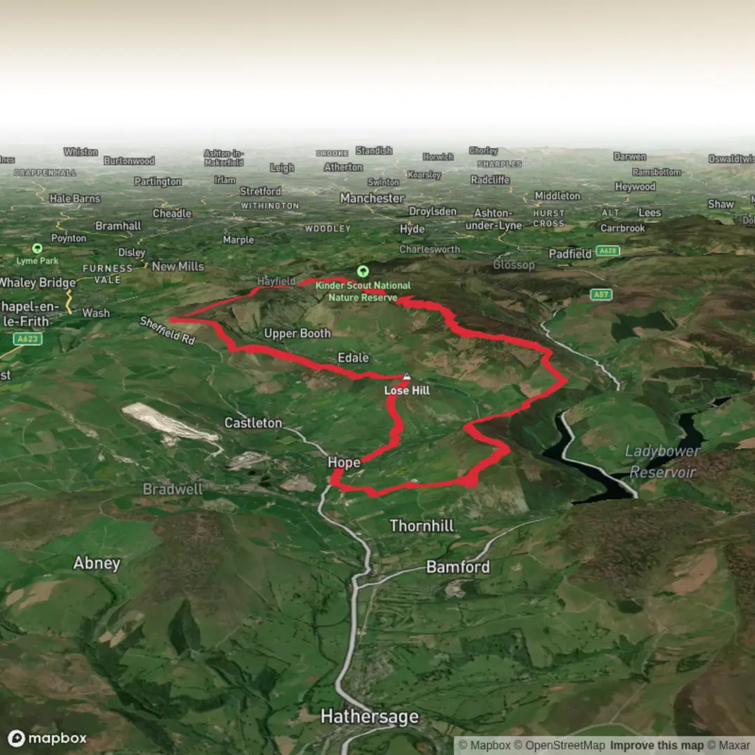 An image depicting the trail Edale Skyline from Hope and its surrounding area.