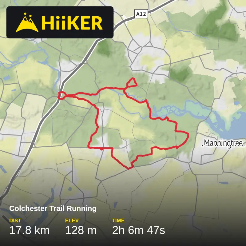 A map preview of the recording Colchester Trail Running.