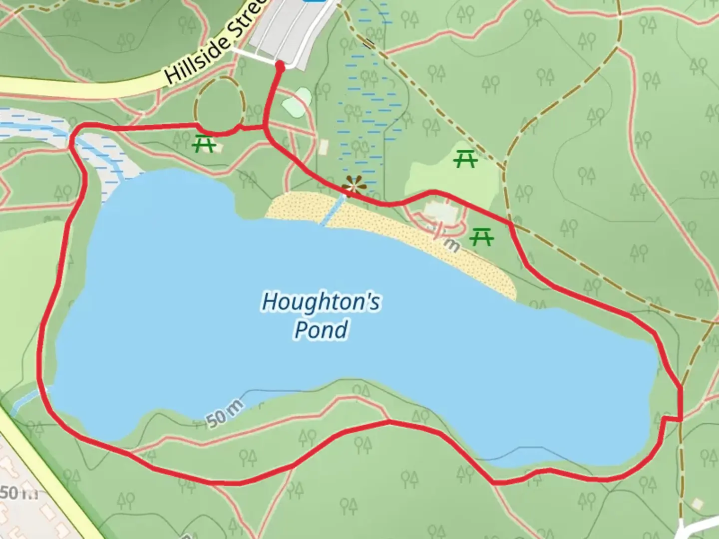 An image depicting the trail Houghton Pond Loop Trail and its surrounding area.