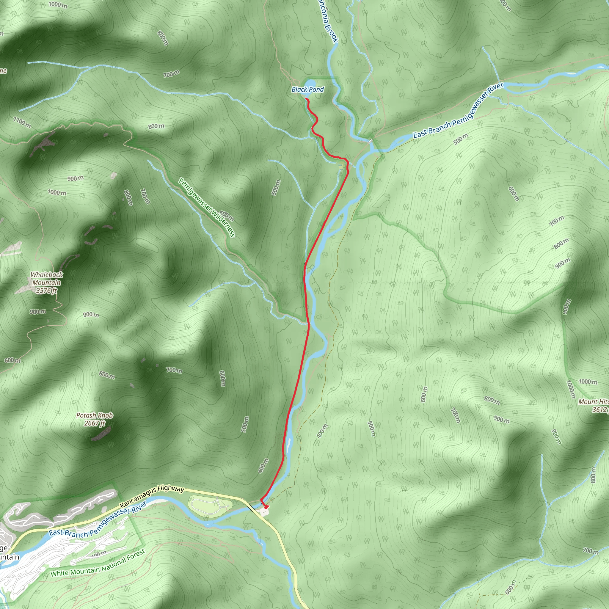 Black Pond via Lincoln Woods mobile static map