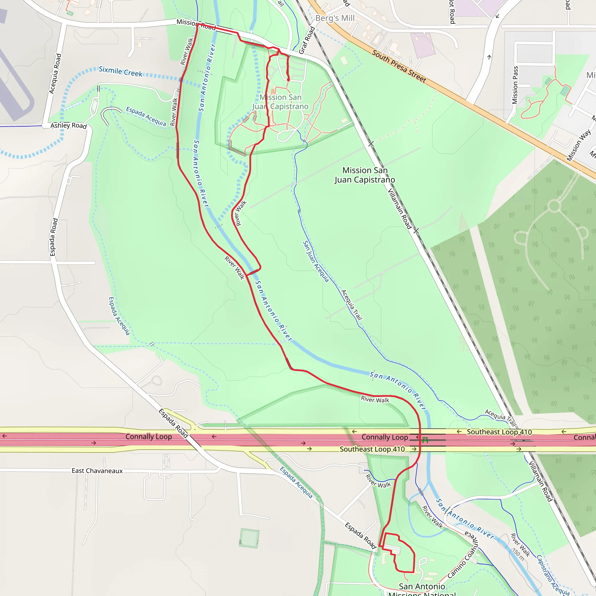 River Walk Loop -Mission Road mobile static map
