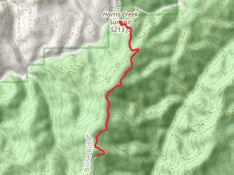 Harris Creek Summit and Harris Creek Road