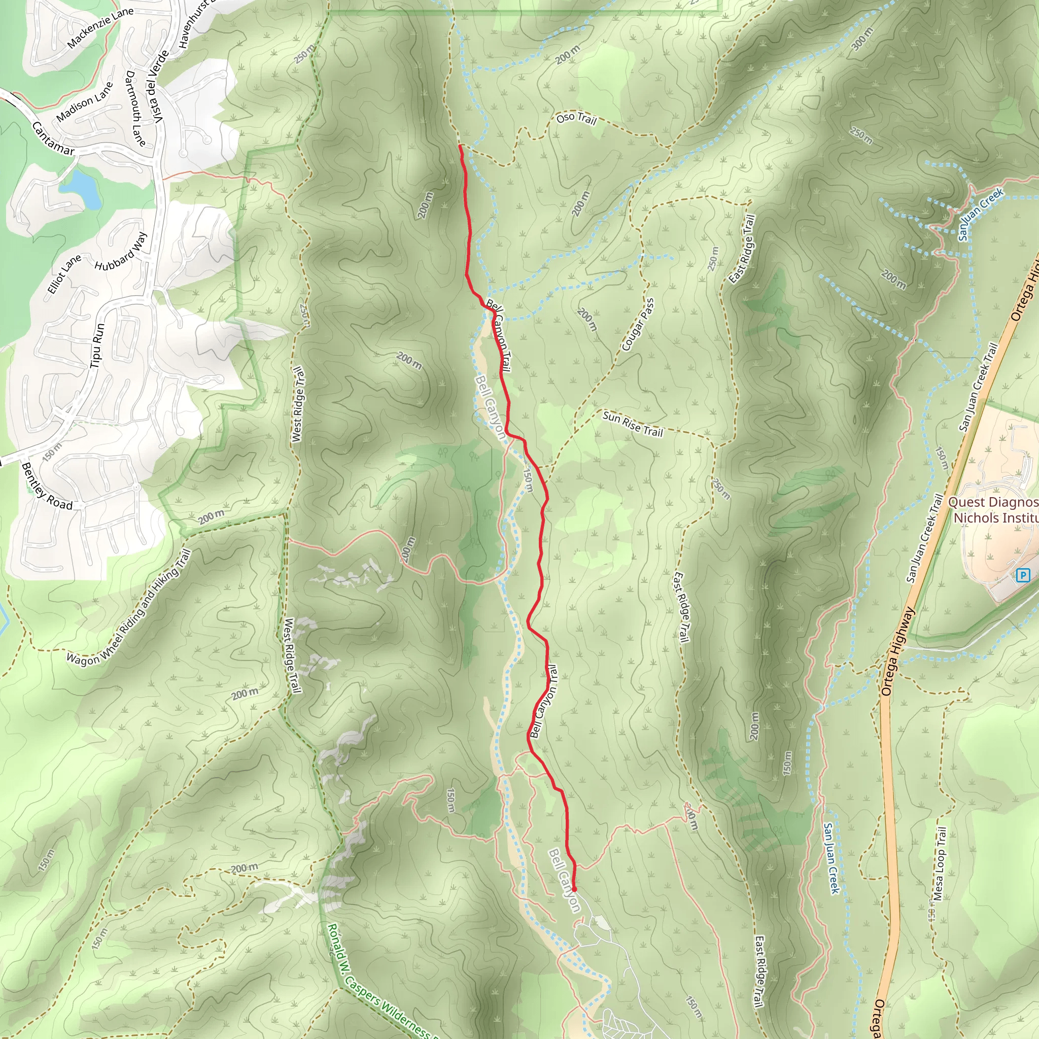 Bell Canyon Trail mobile static map