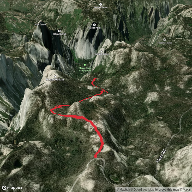 Yosemite National Park May Lake Trailhead to Snow Creek Bridge