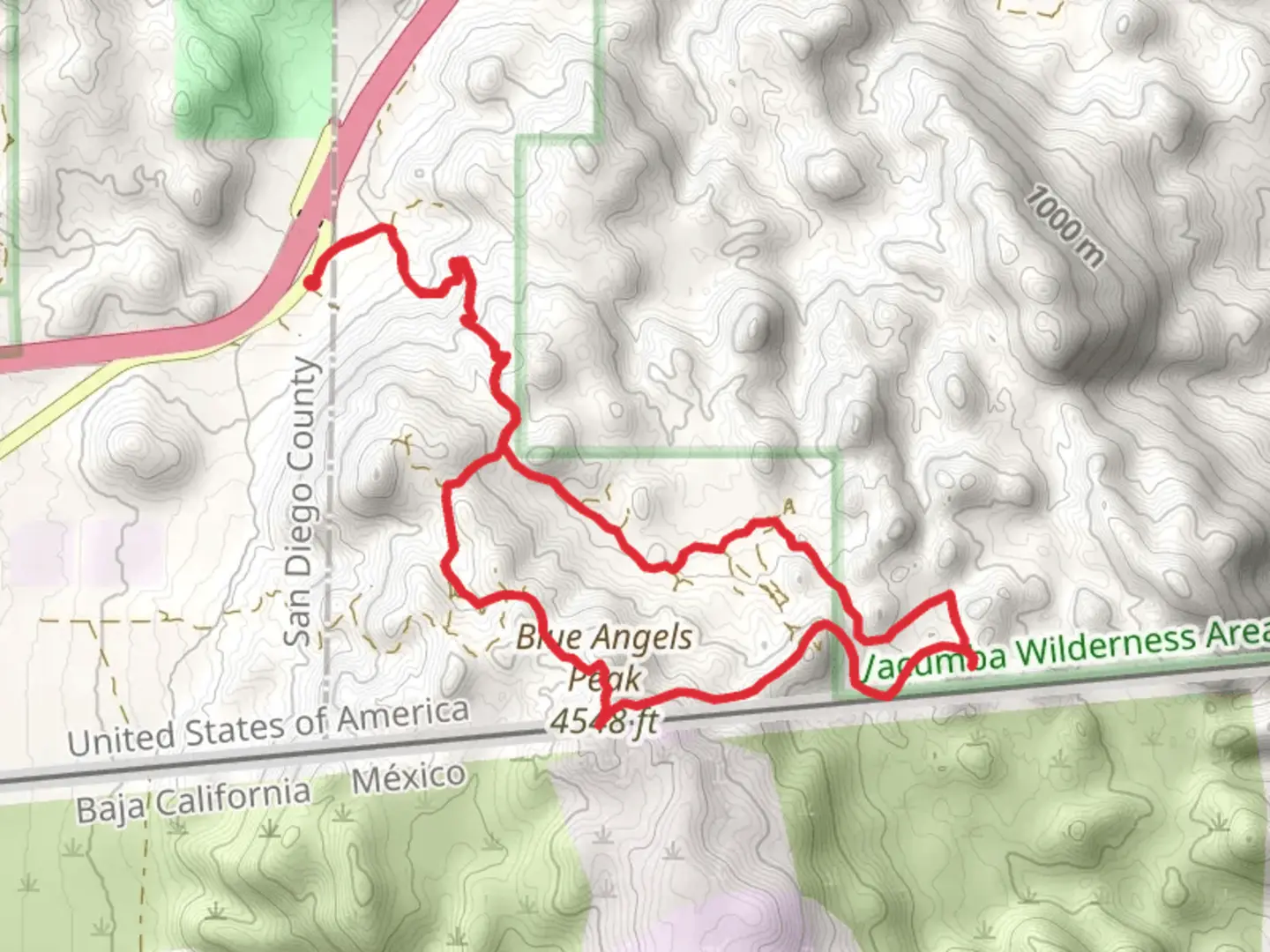 An image depicting the trail Blue Angels Peak Loop and its surrounding area.
