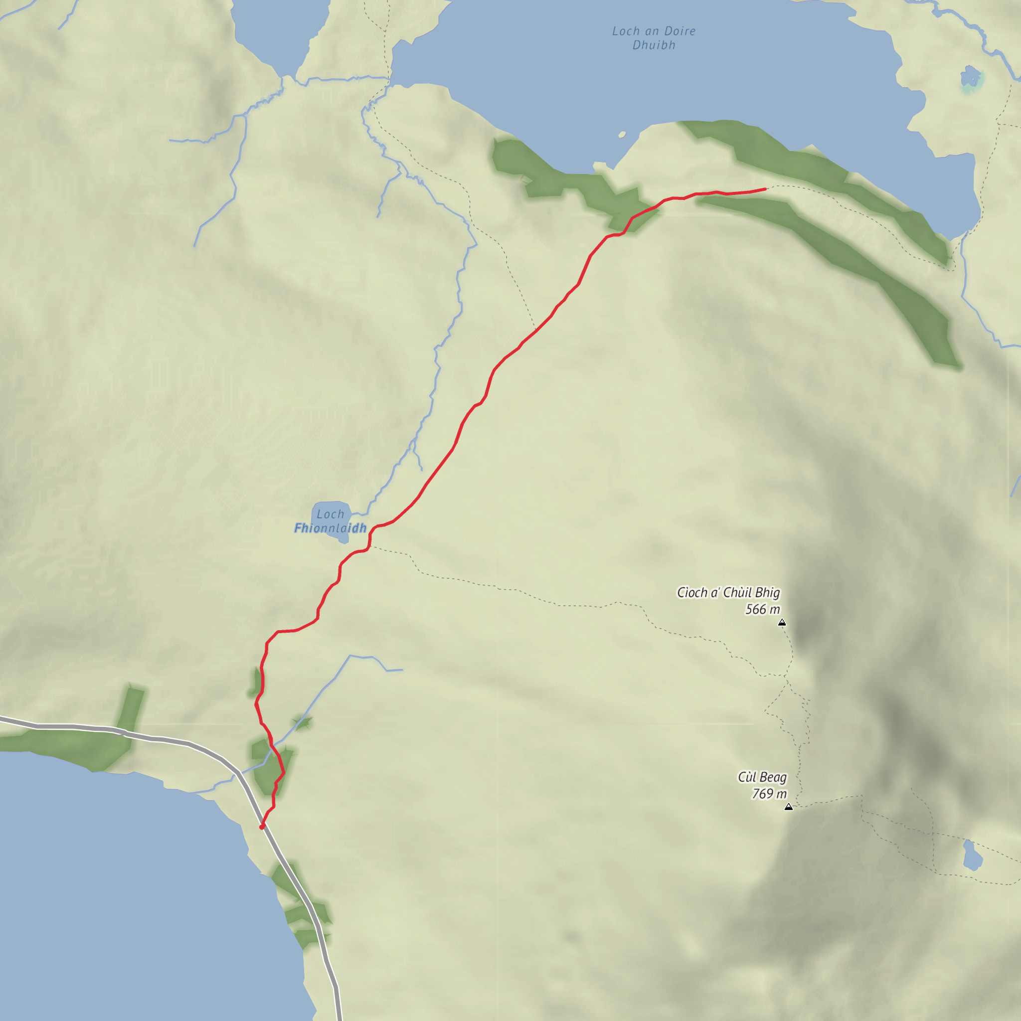 Loch An Doire Dhuibh from Loch Lurgainn mobile static map