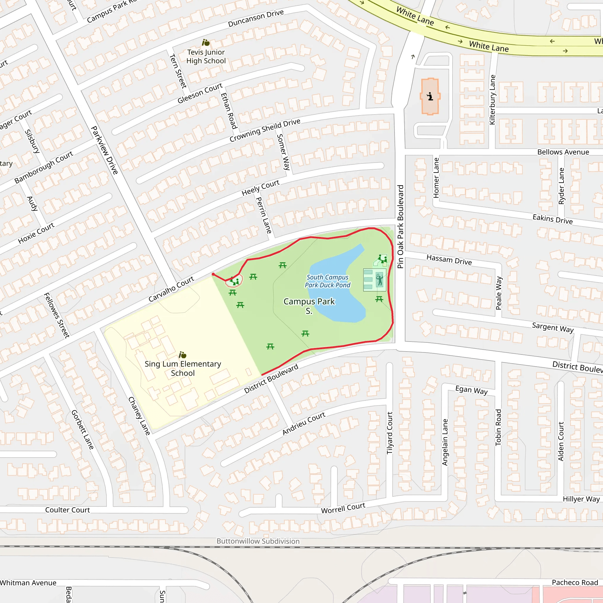 South Campus Park Duck Pond mobile static map