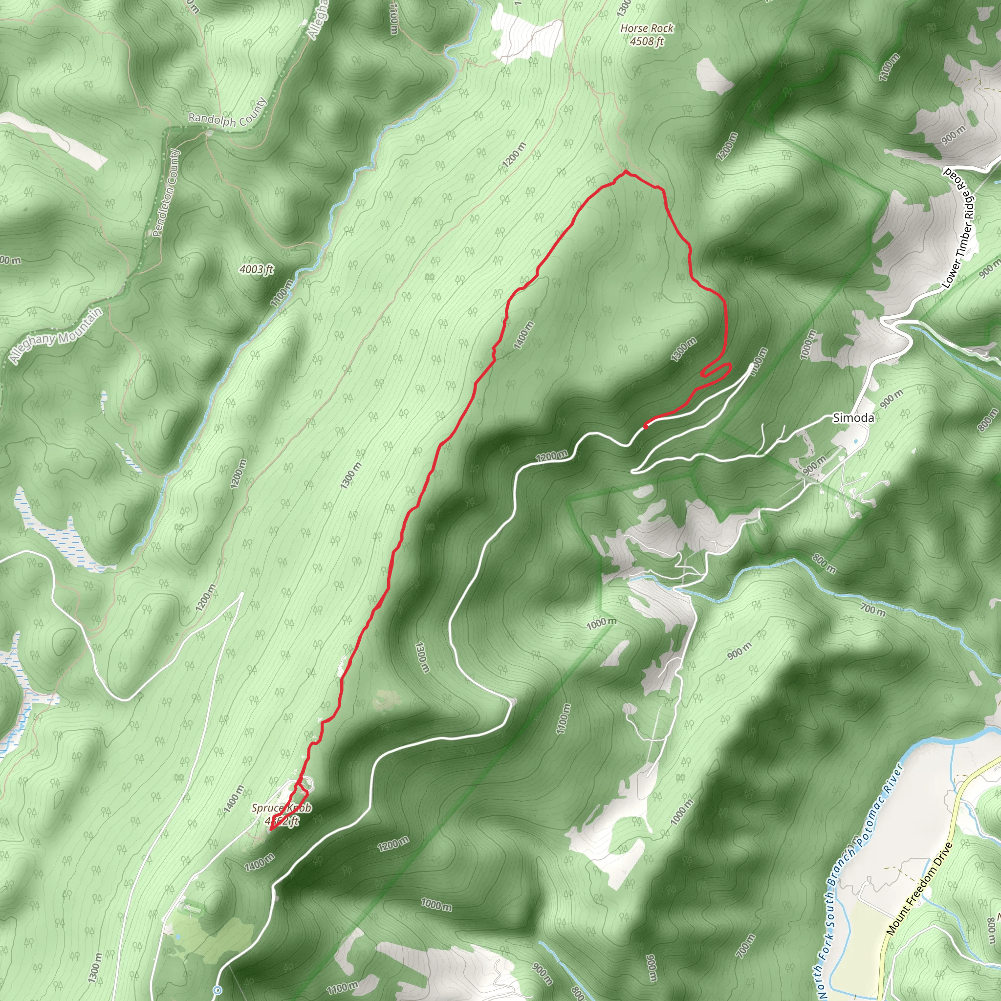 Spruce Knob via Huckleberry Trail mobile static map