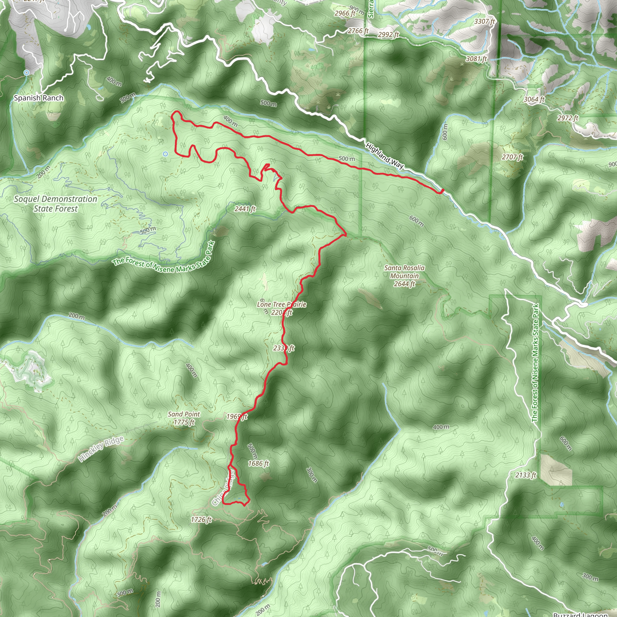Hihn's Mill Road, Ridge and Pig Trail mobile static map