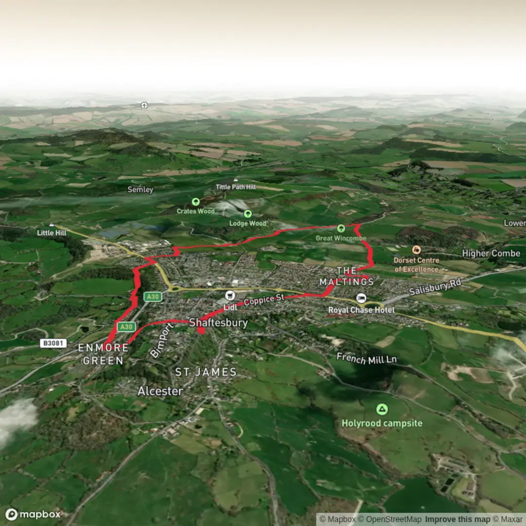 An image depicting the trail Short Shaftesbury Walk and its surrounding area.