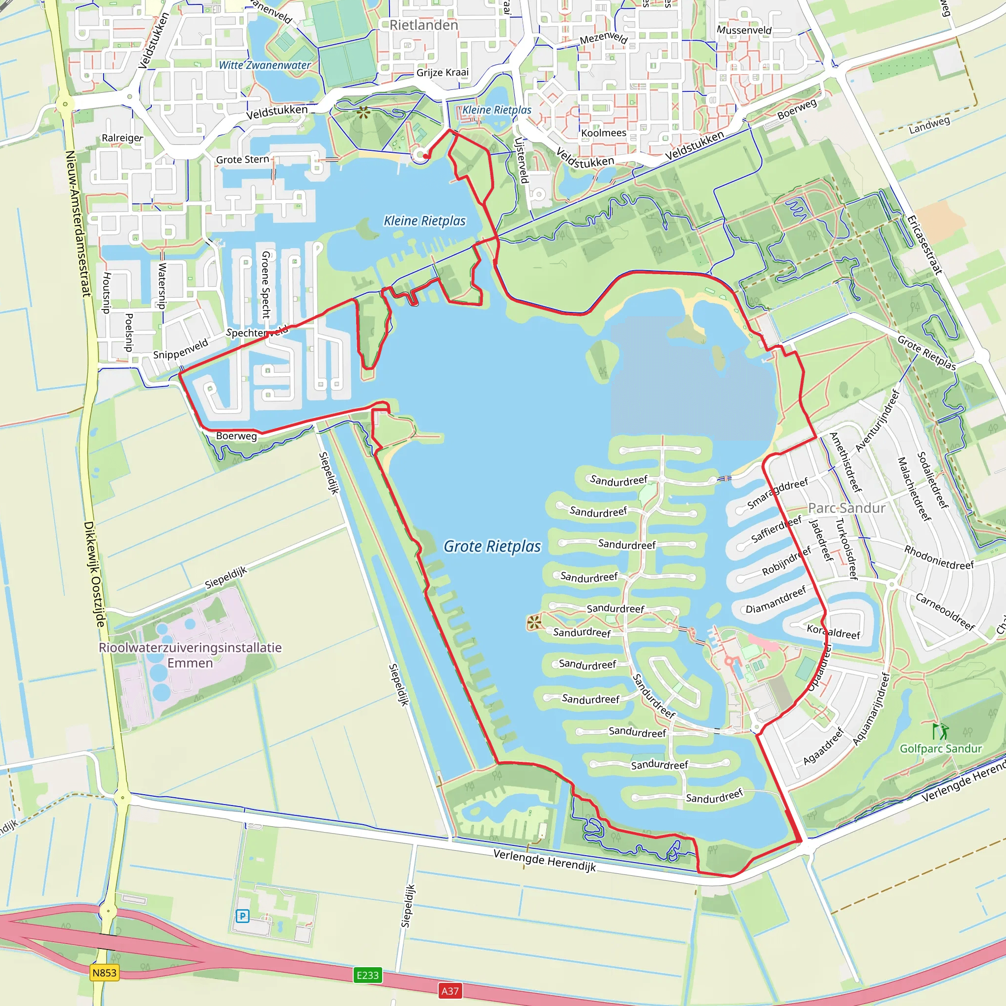 Grote Rietplas Loop mobile static map