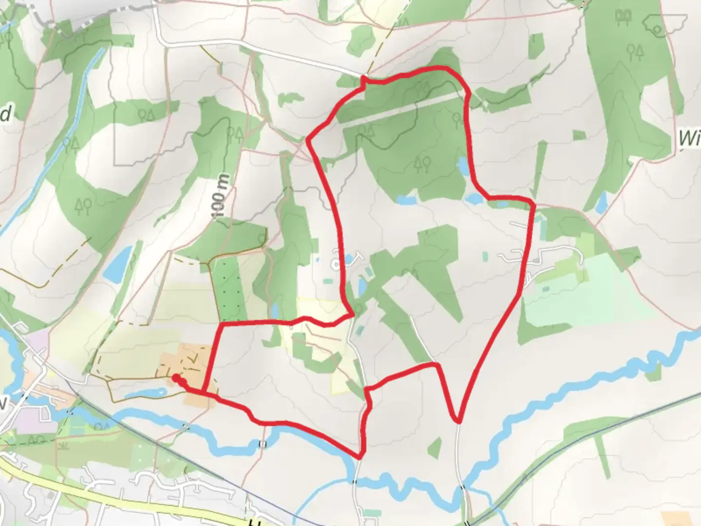 An image depicting the trail Highams Wood Loop - Forest Row and its surrounding area.