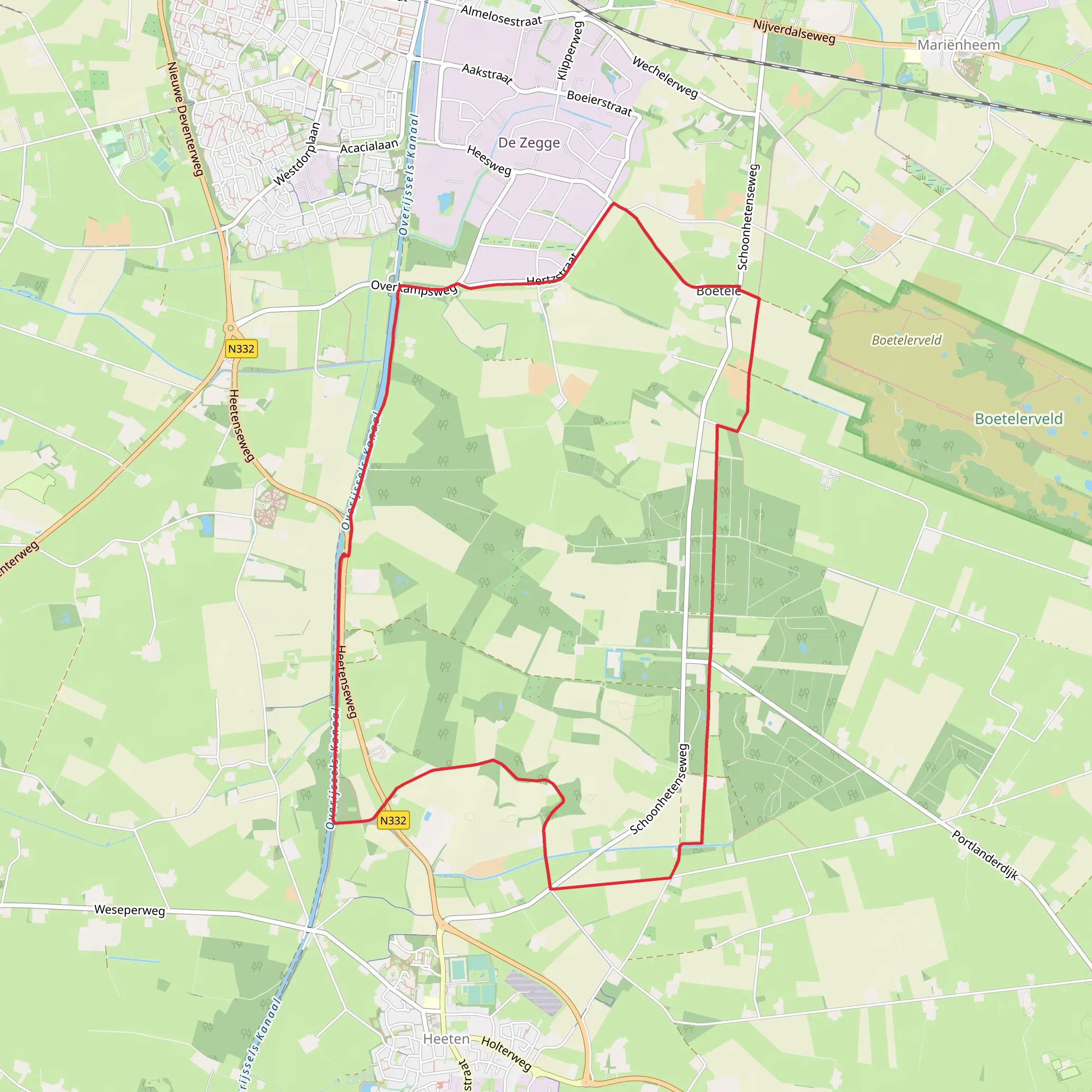 Ramelerbrug and Boetelerenk via Kreilemans Weg mobile static map