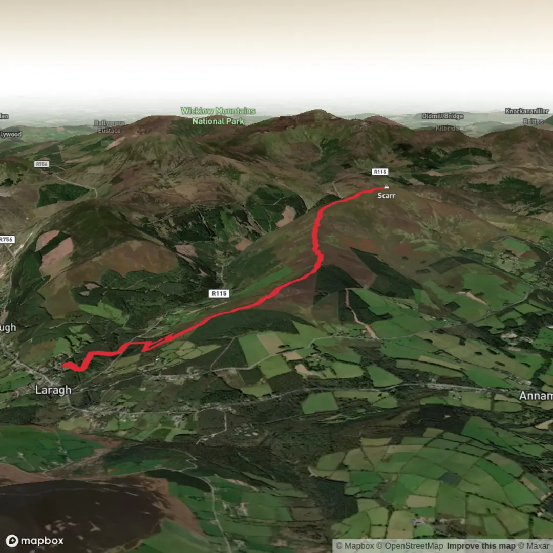 An image depicting the trail Scarr from Brockagh NS and its surrounding area.