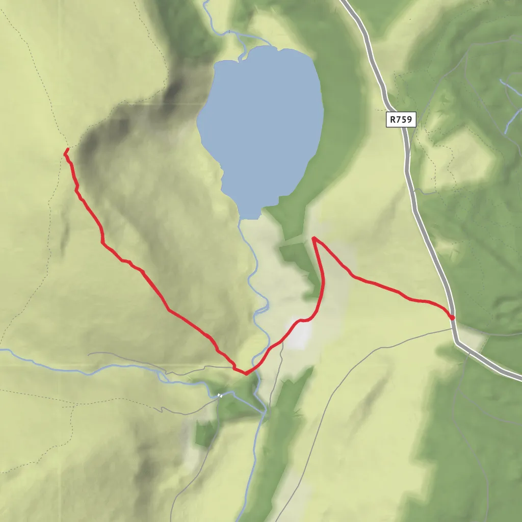 Luggala from Ballinastoe Woods mobile static map