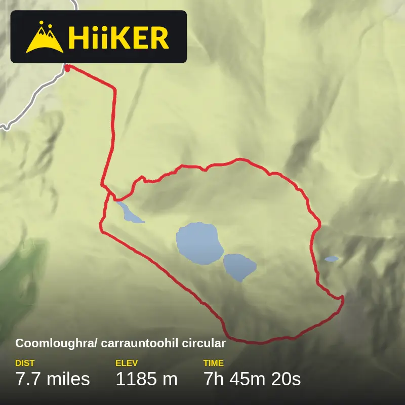 A map preview of the recording Coomloughra/ carrauntoohil circular.