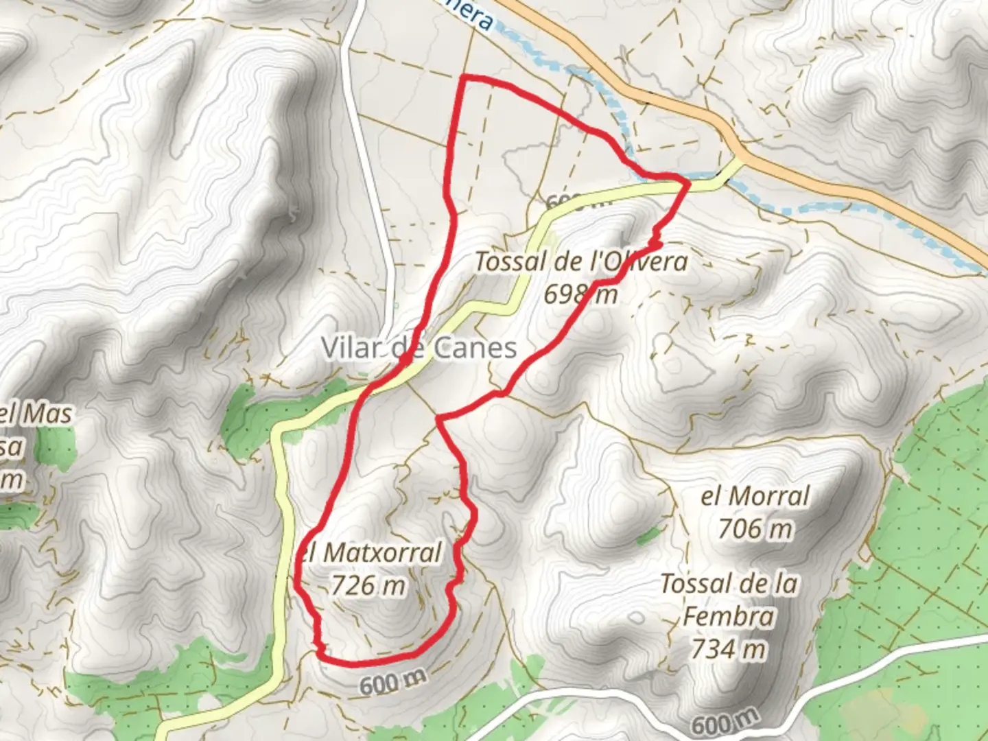 An image depicting the trail Roads of the Manor of Vilar de Canes PR CV 405 and its surrounding area.