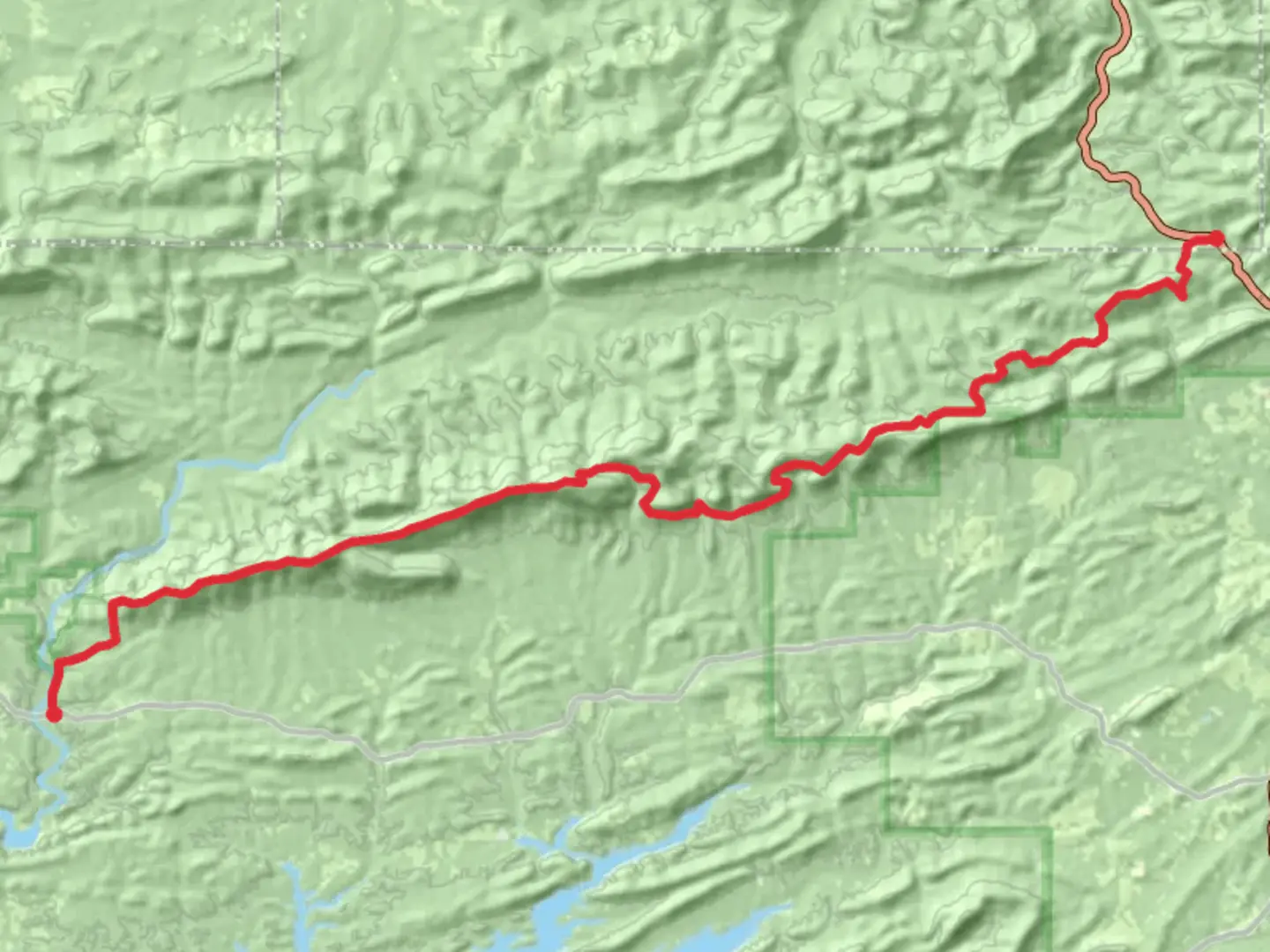 An image depicting the trail Ouachita Trail and Ouachita Pinnacle and its surrounding area.
