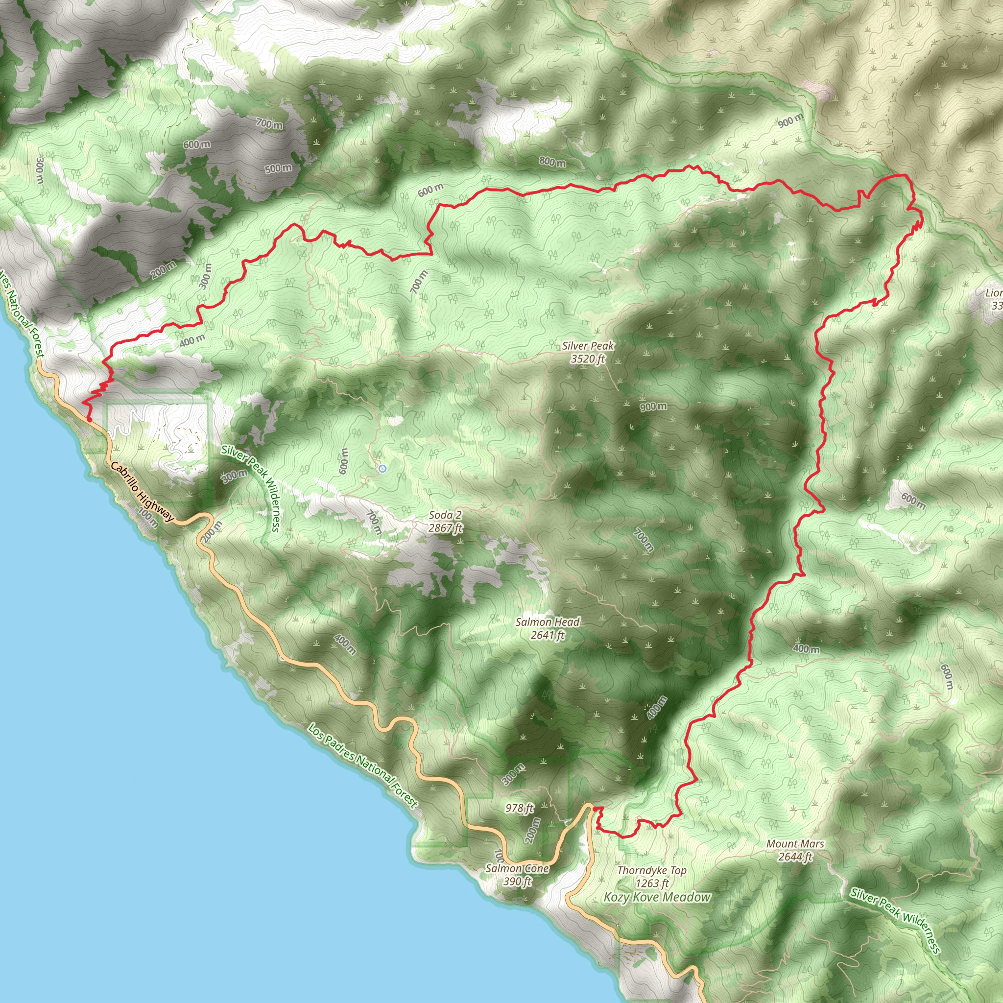 Lower Cruikshank camp and Salmon Creek Trail mobile static map