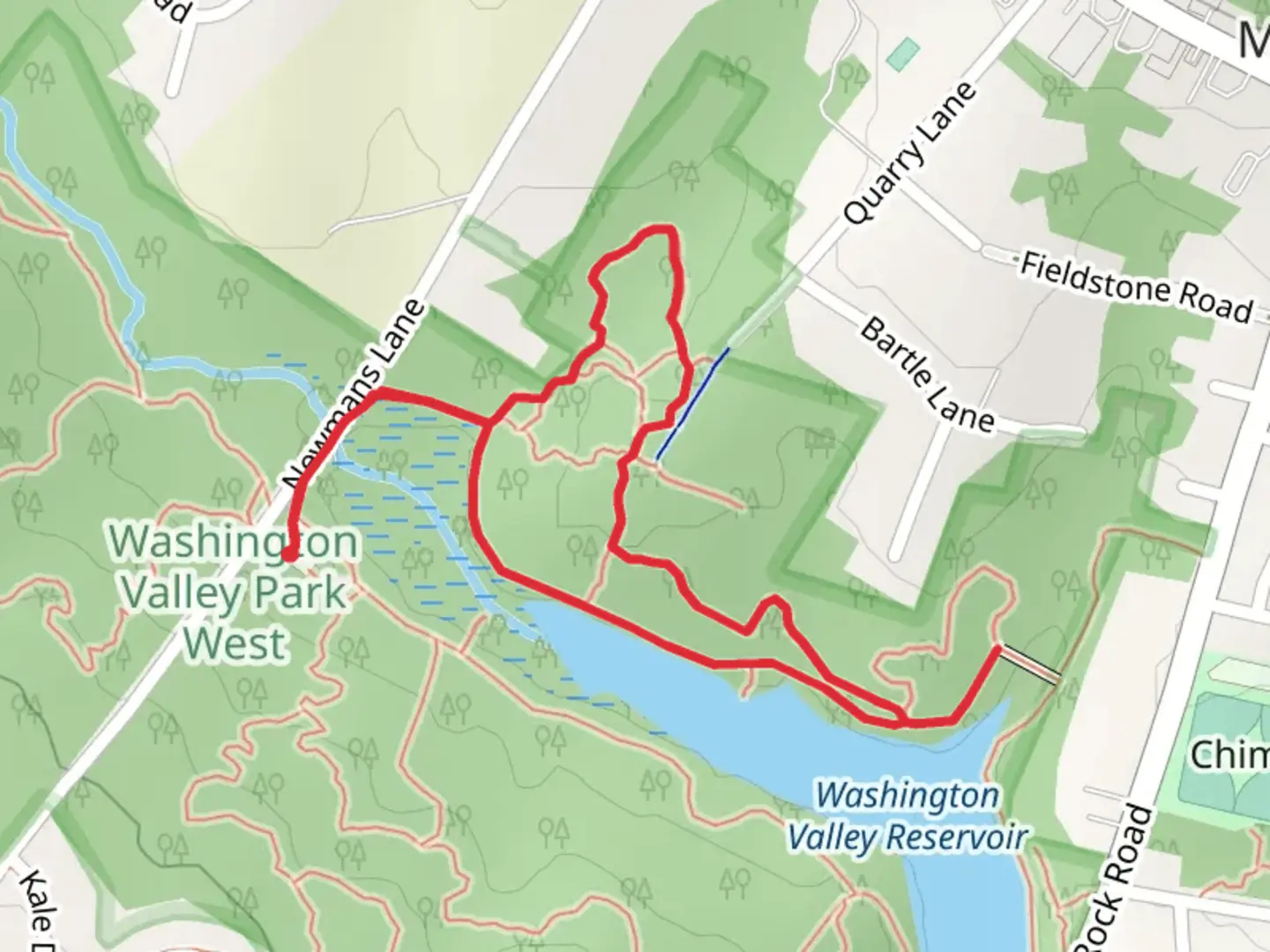 An image depicting the trail Washington Valley Reservoir North Loop and its surrounding area.