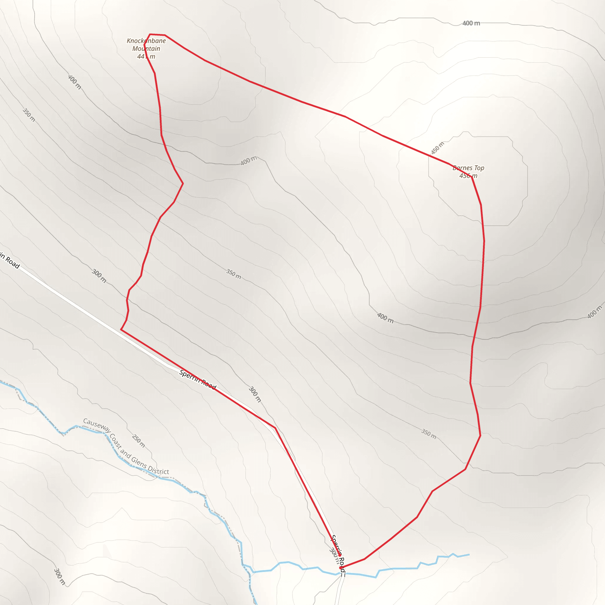 Barnes Top and Knockanbane Top Loop mobile static map