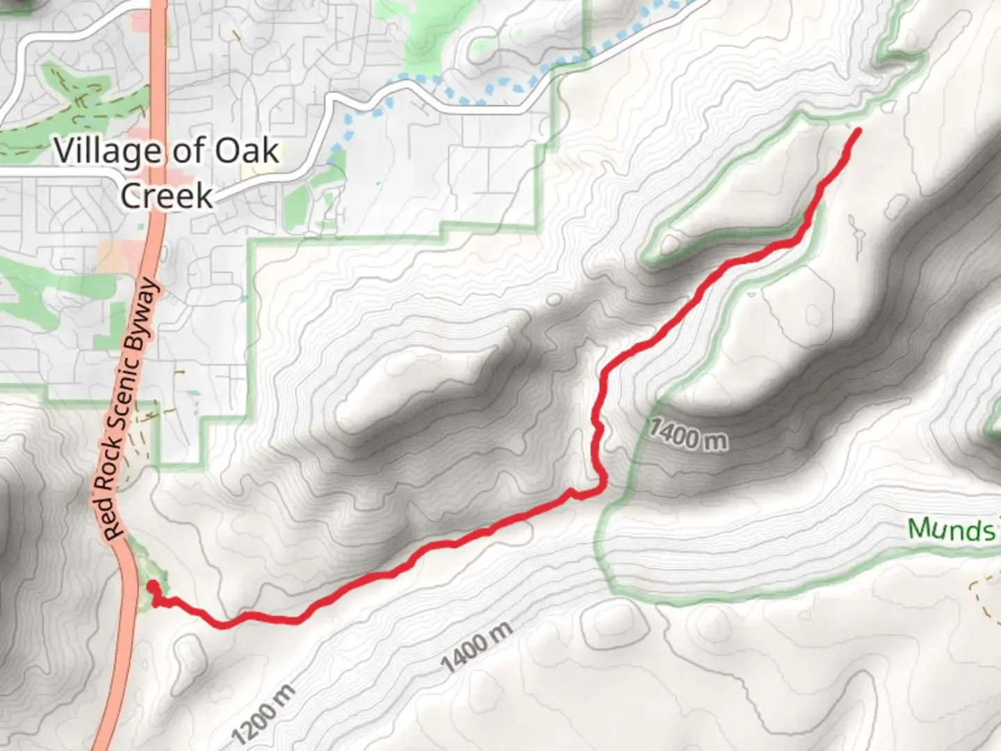 An image depicting the trail Woods Canyon Trail and Hot Loop and its surrounding area.