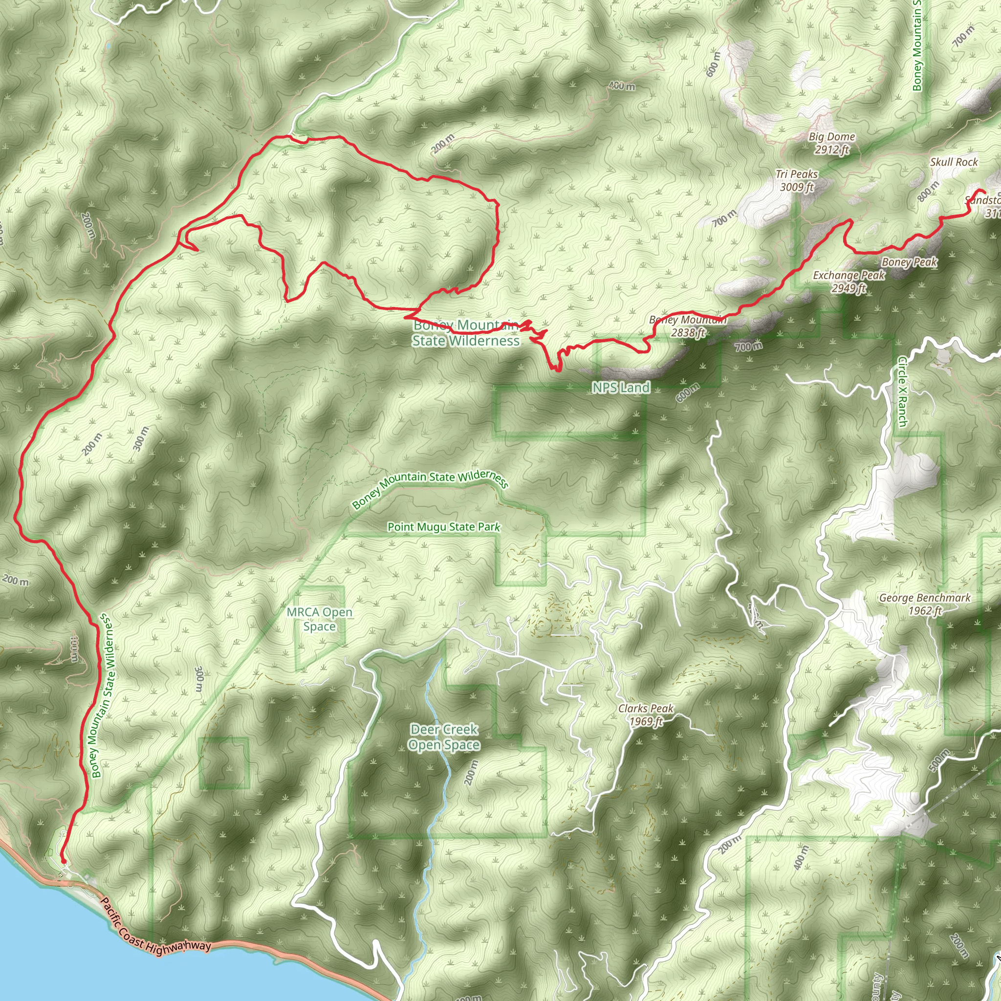 Backbone, Blue Canyon and Old Boney Loop Trail mobile static map