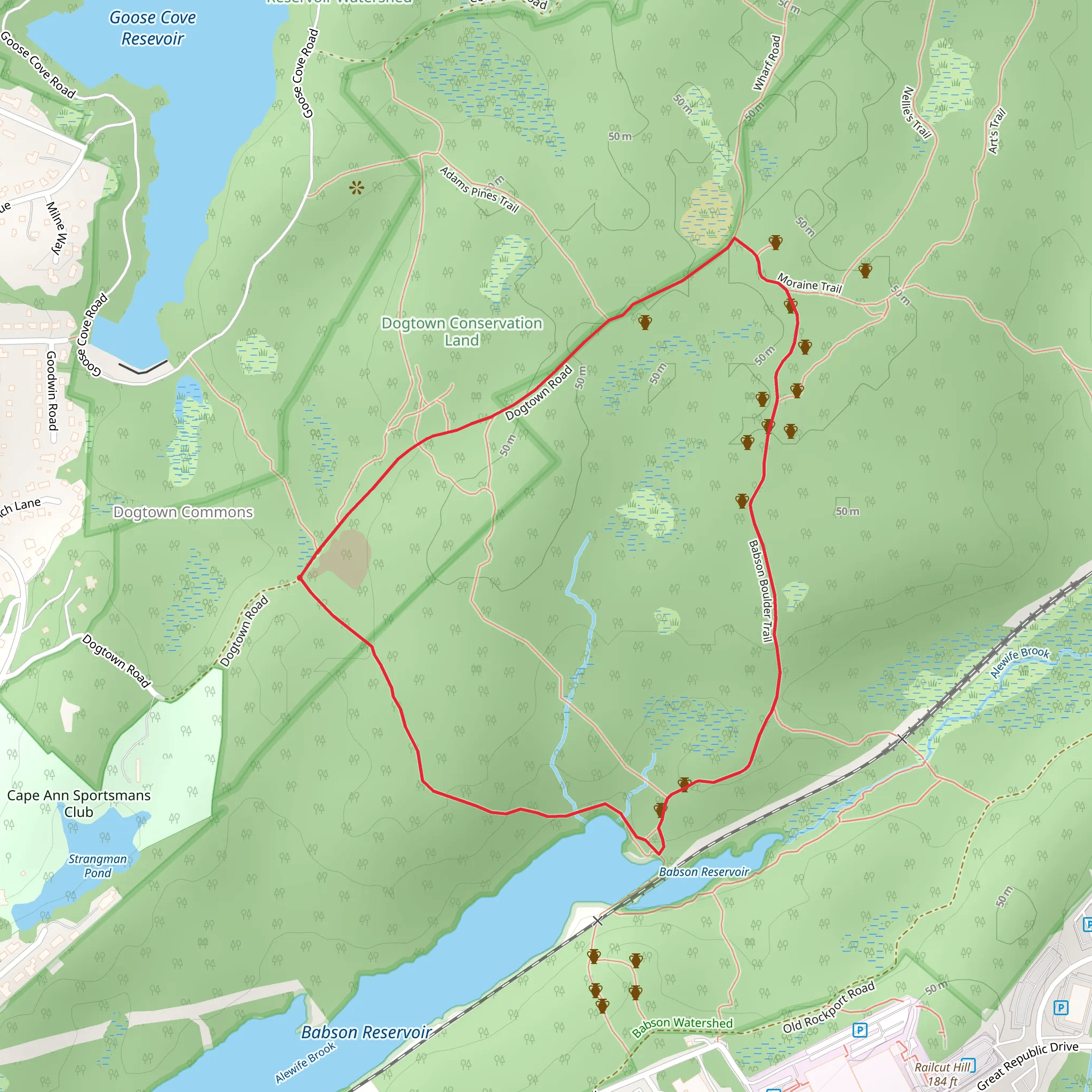 Babson Reservoir Loop mobile static map