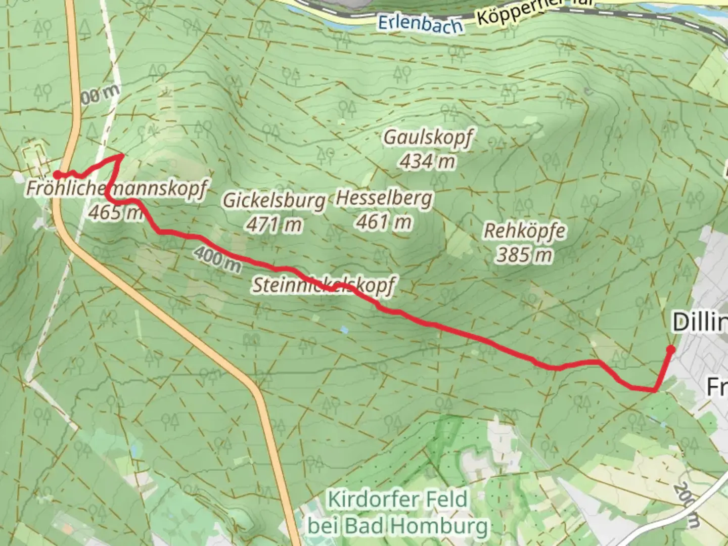 An image depicting the trail Steinnickelskopf via Taunusklub Route and its surrounding area.