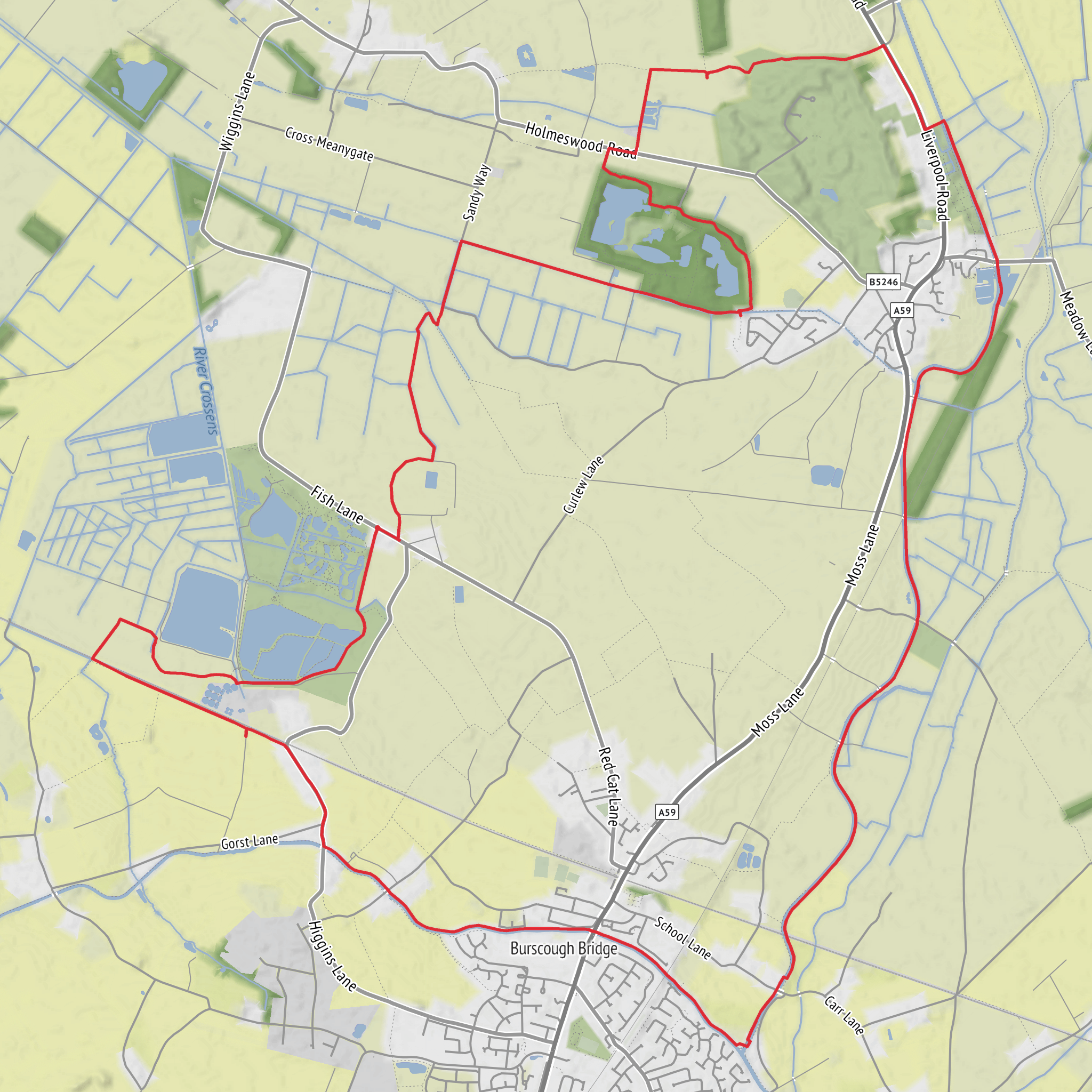 Burscough Wetlands and Canals Loop mobile static map