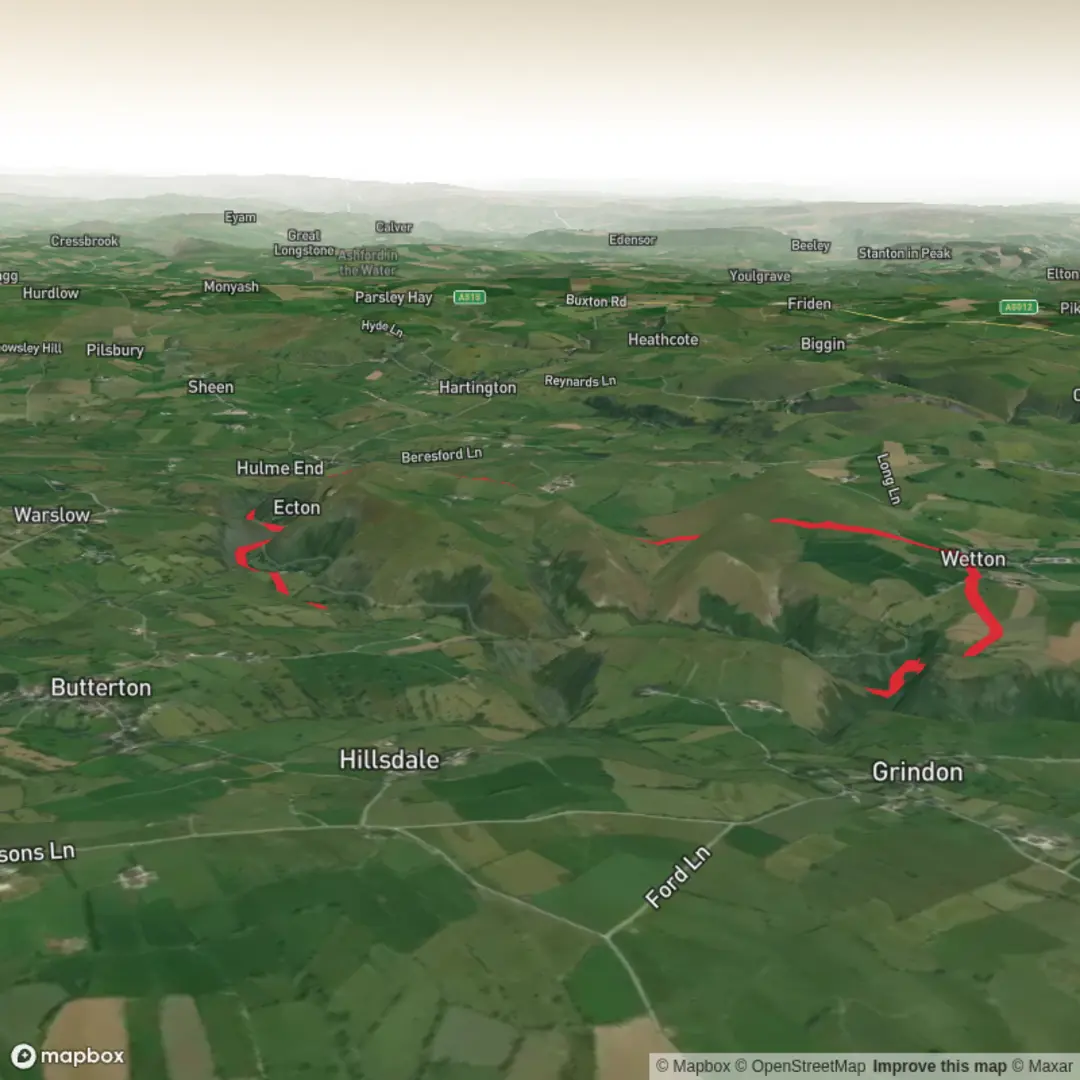An image depicting the trail Wetton Loop and its surrounding area.