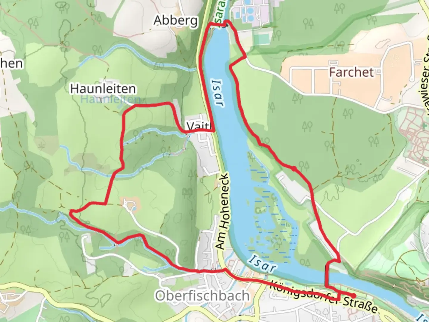An image depicting the trail Isar Stausee Tolz and Vaitl Loop and its surrounding area.