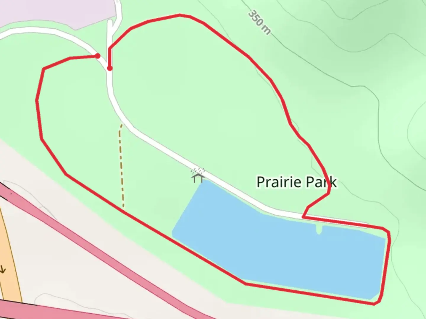 An image depicting the trail Prairie Park Loop and its surrounding area.