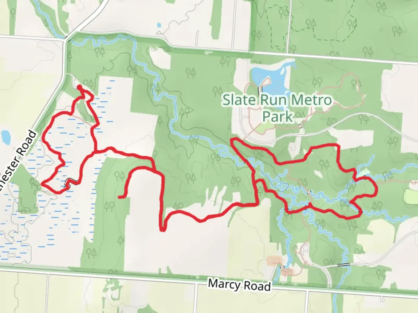 An image depicting the trail Kokomo and Five Oaks Loop Trail and its surrounding area.