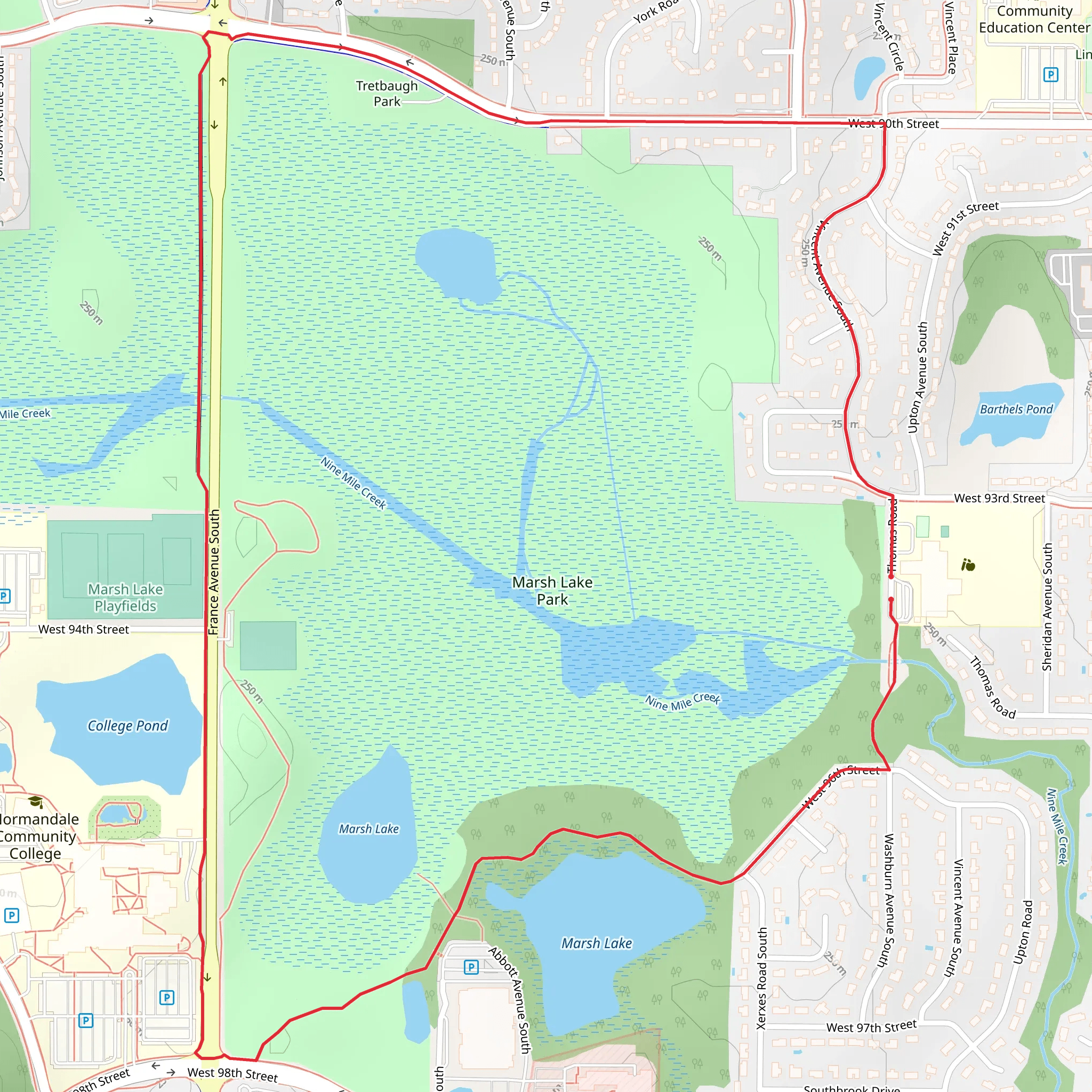 Marsh Lake Park Loop mobile static map