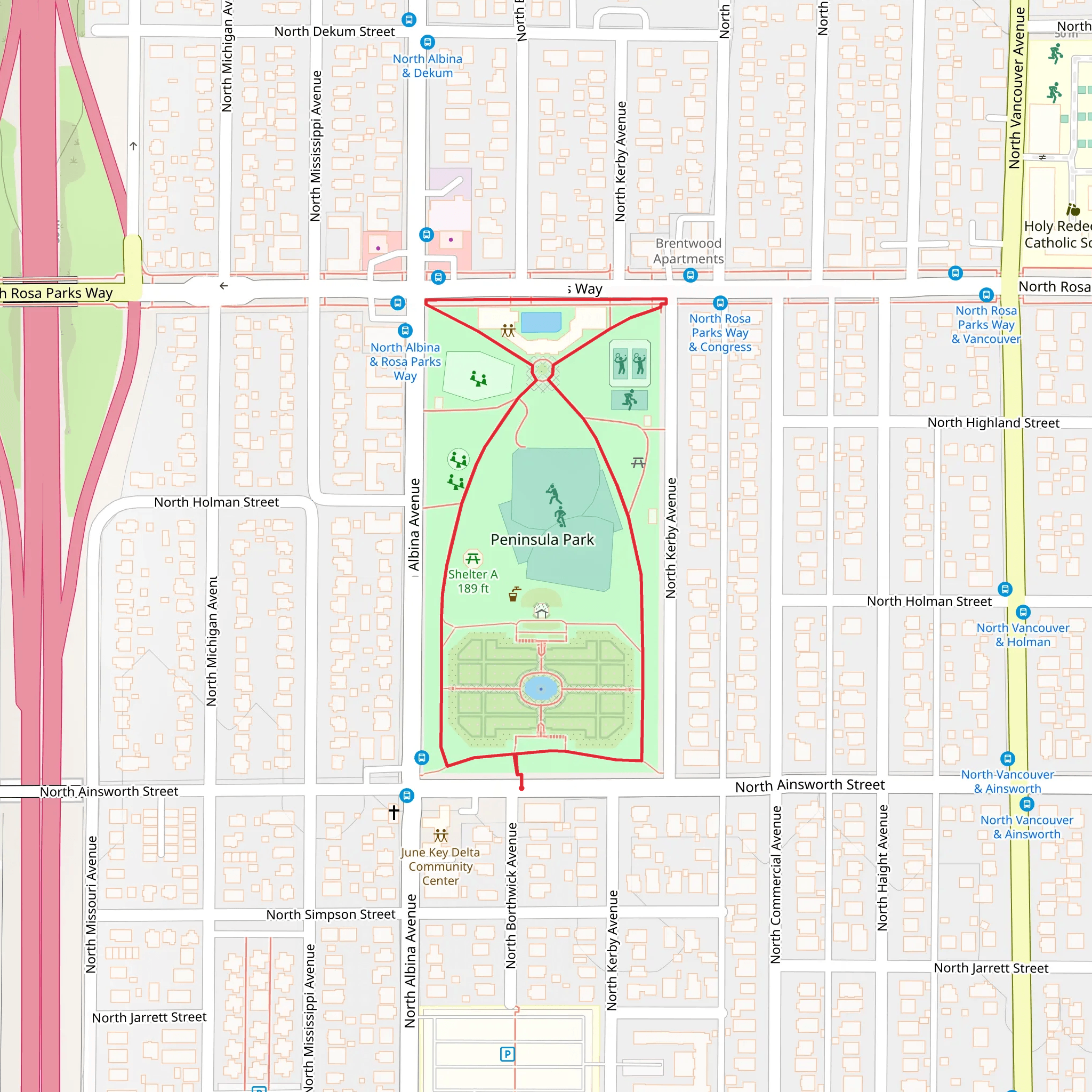 Peninsula Park Loop mobile static map