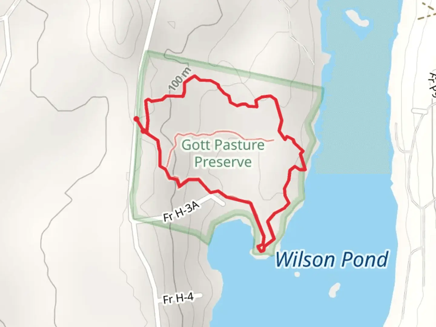 An image depicting the trail Gott Pasture Preserve Loop and its surrounding area.