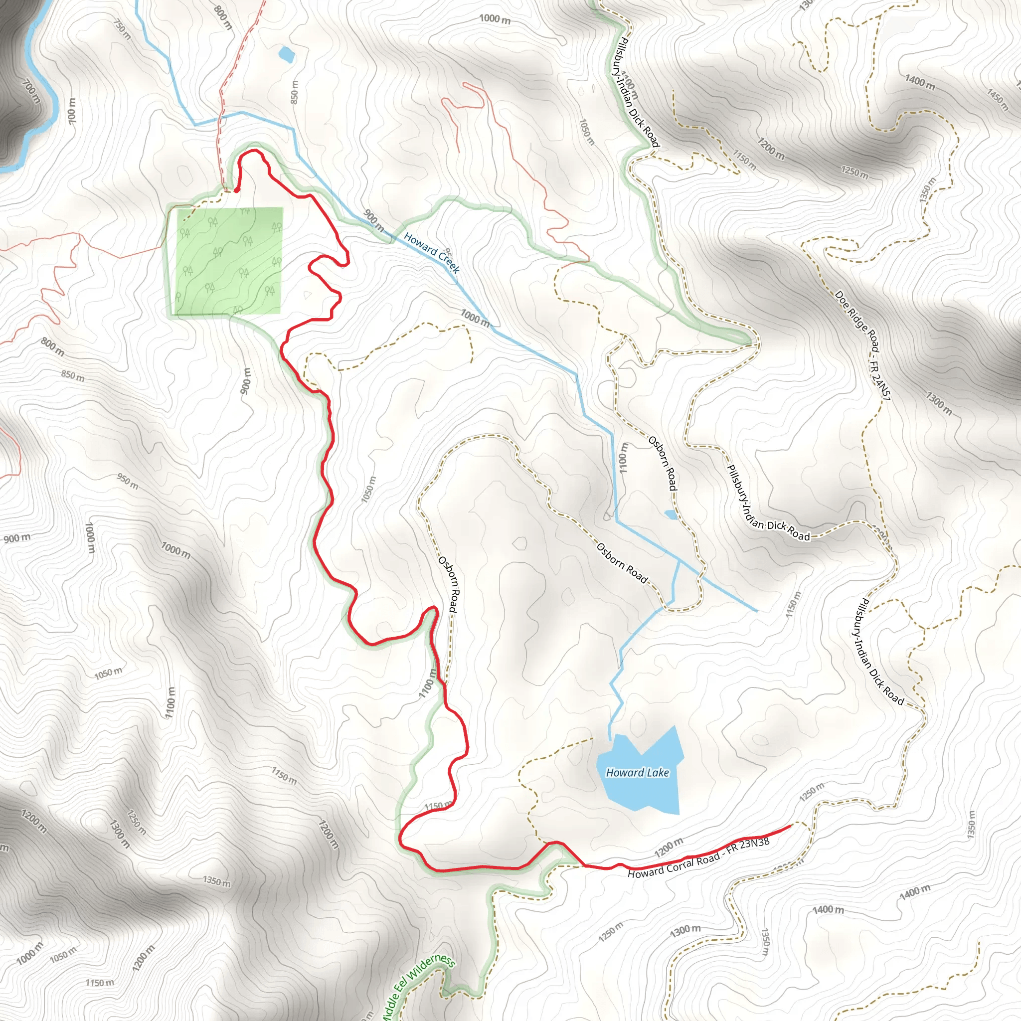 Howard Lake and Howard Creek Out and Back mobile static map