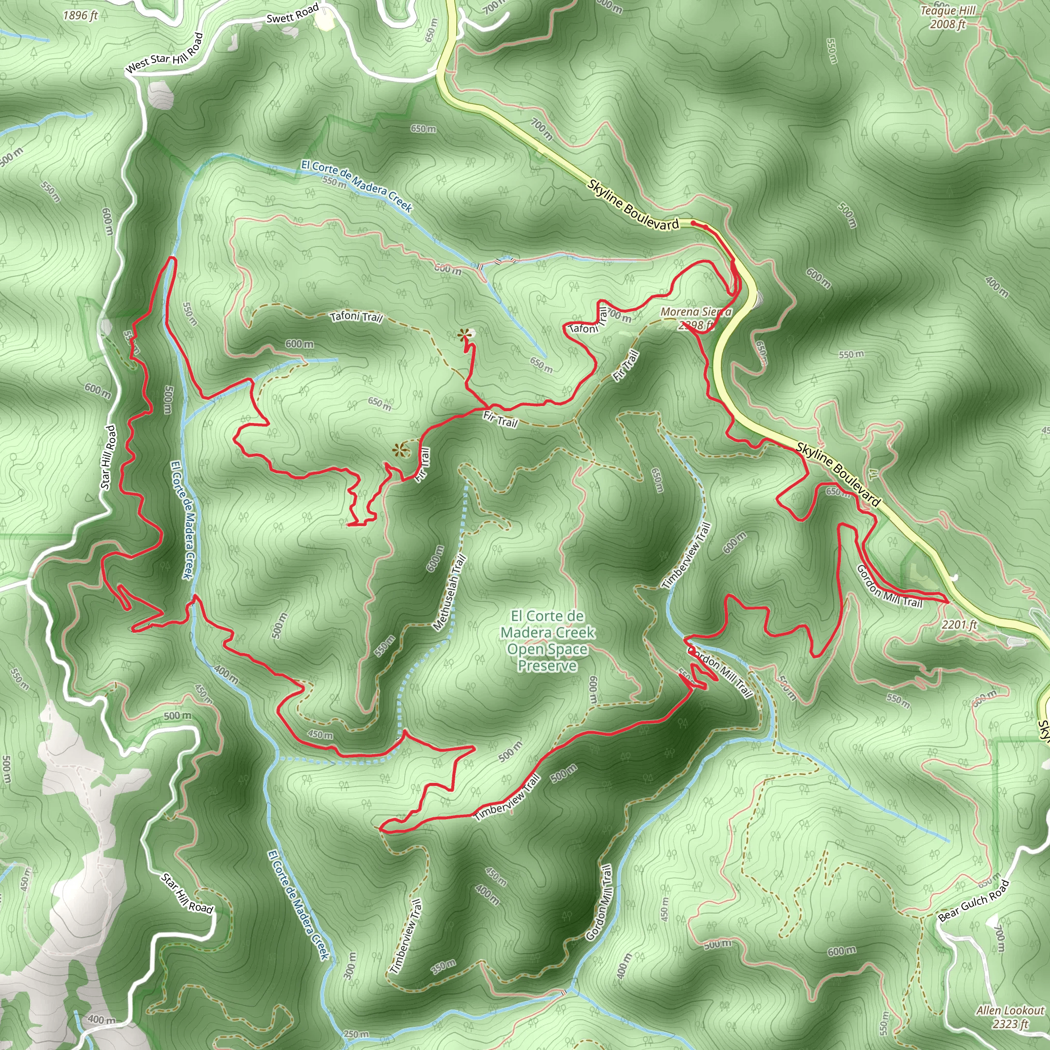 Tafoni, Methuselah and Sierra Morena Loop Trail mobile static map
